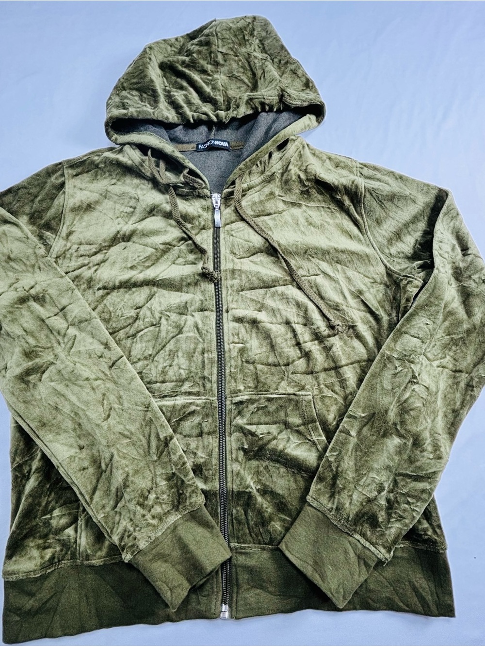 Olive Green Hooded Zip-Up Jacket M543